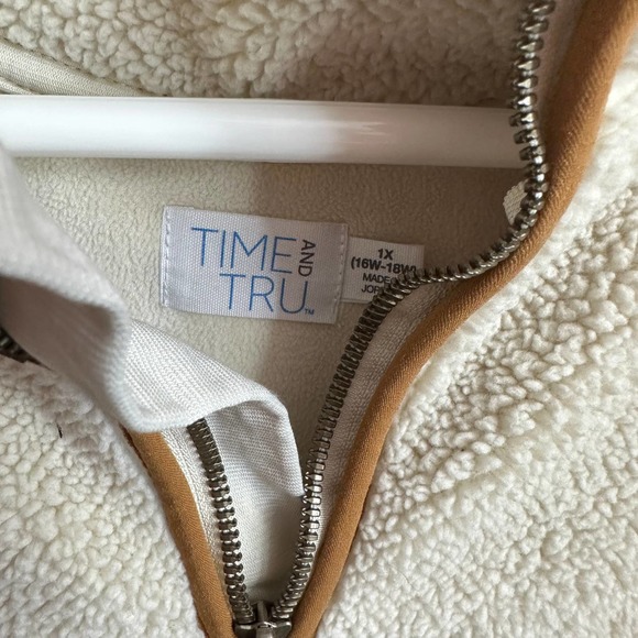 Sherpa Teddy pullover 1/4 zip sweatshirt womens plus 1x animal - Picture 2 of 3